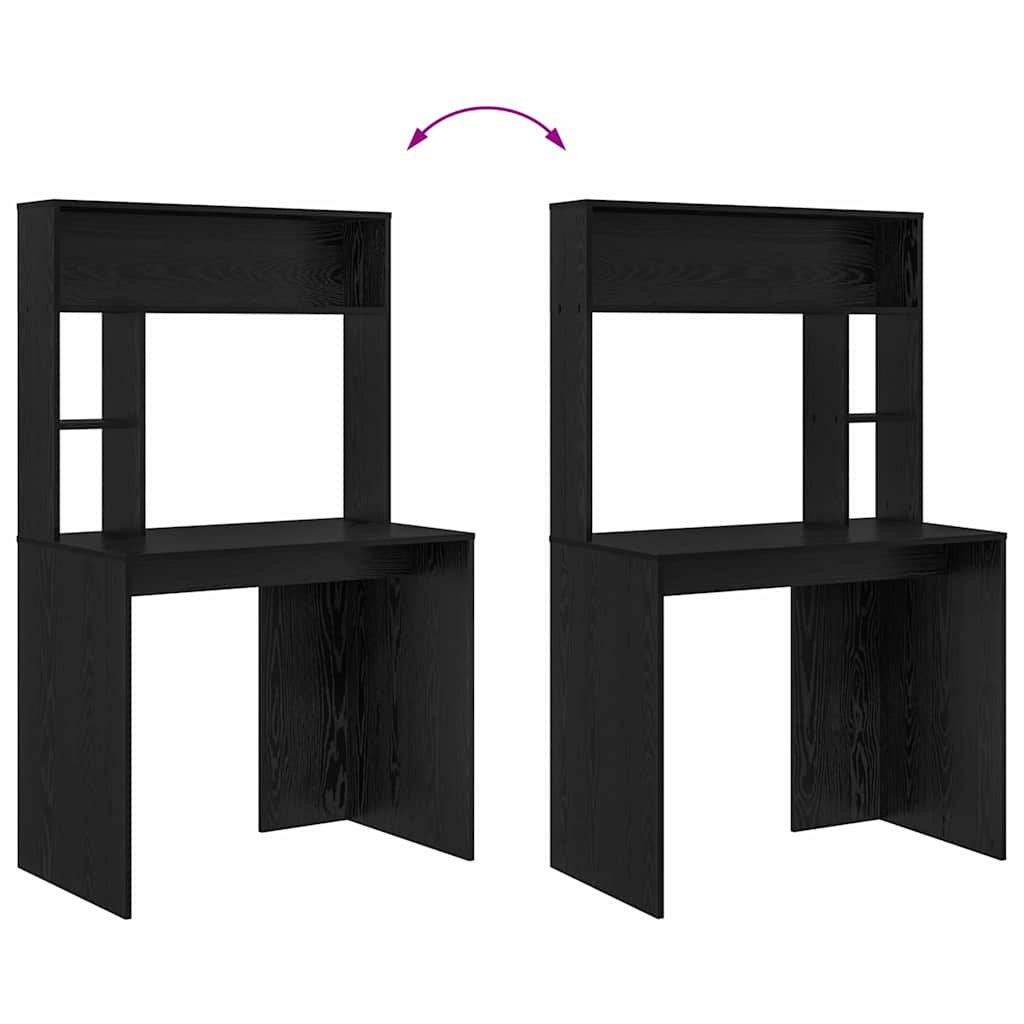 Desk with Shelf Black Oak 91 x 50 x 149 cm Engineered Wood