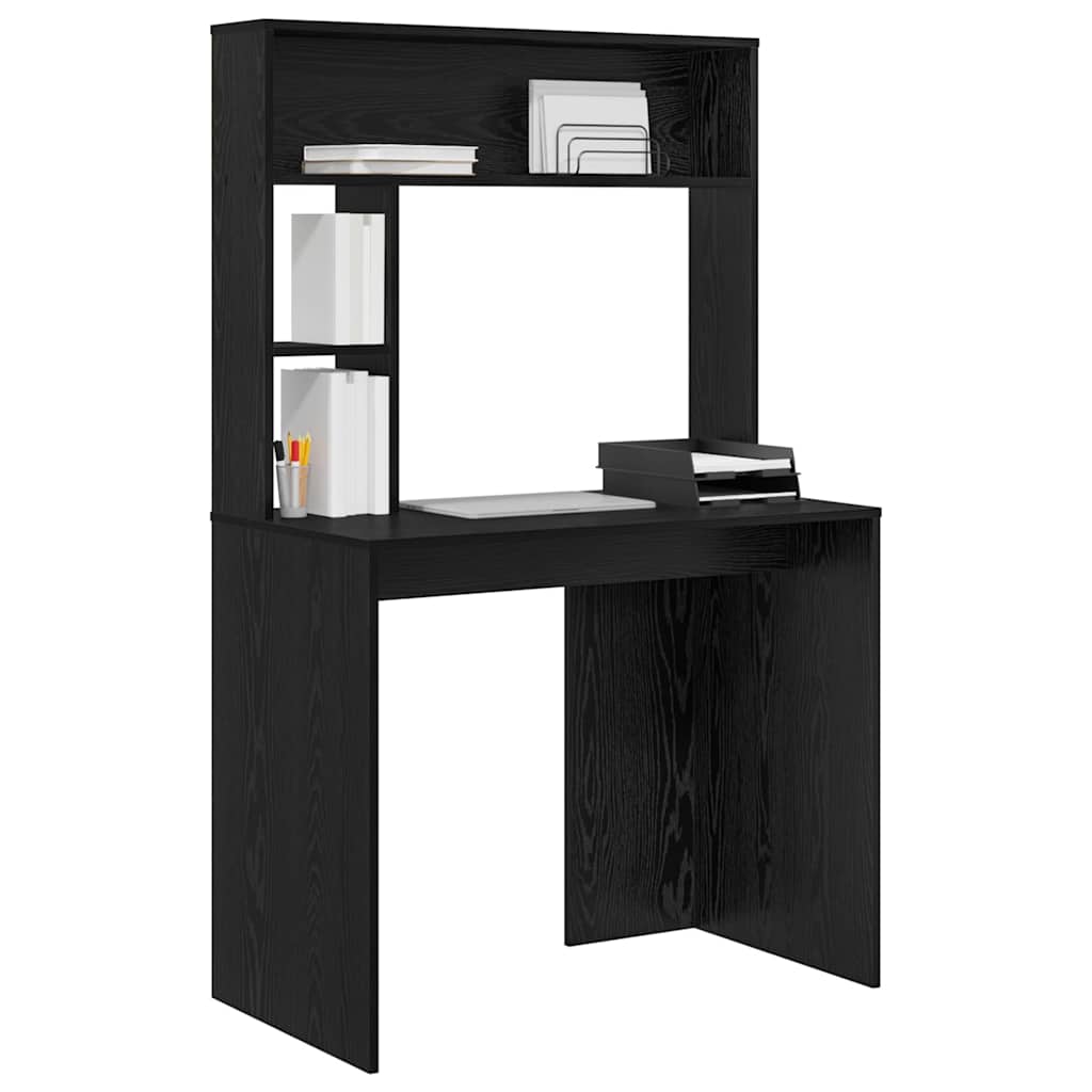 Desk with Shelf Black Oak 91 x 50 x 149 cm Engineered Wood
