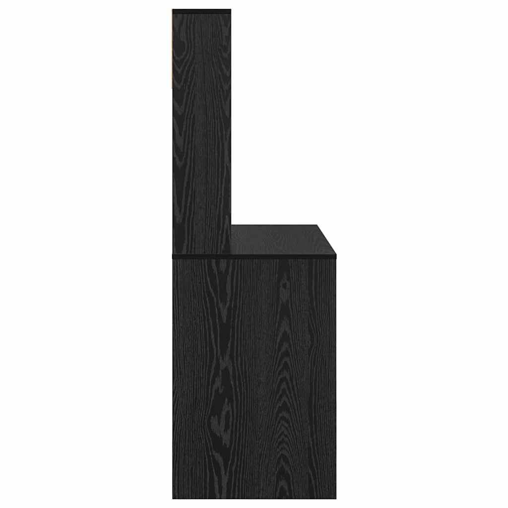 Desk with Shelf Black Oak 91 x 50 x 149 cm Engineered Wood