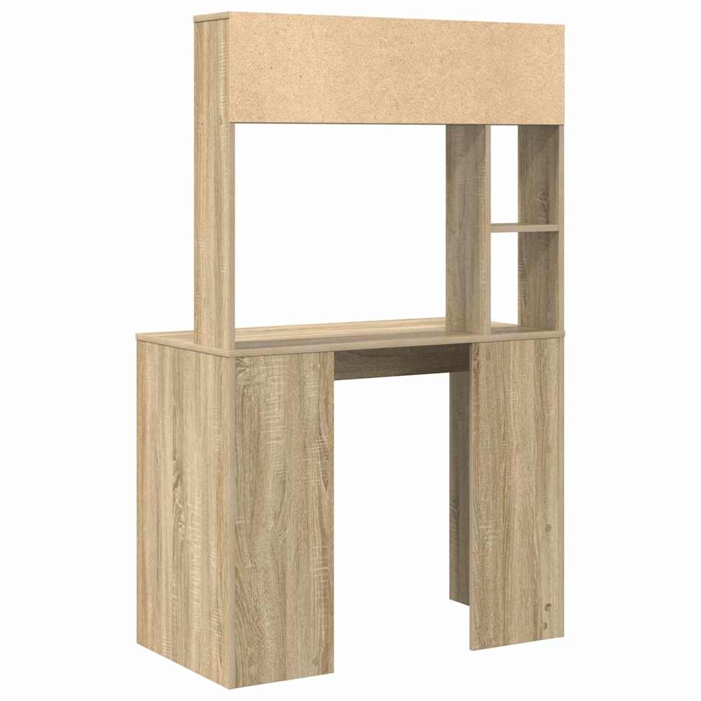 Desk with Shelf Sonoma Oak 91 x 50 x 149 cm Engineered Wood
