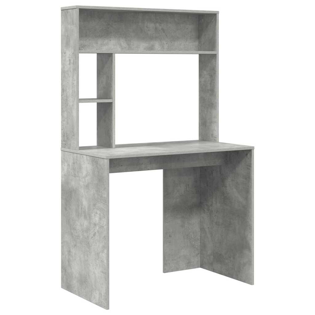 Desk with Shelf Concrete Grey 91 x 50 x 149 cm Engineered Wood