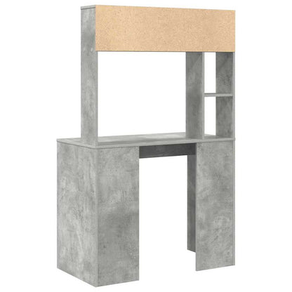 Desk with Shelf Concrete Grey 91 x 50 x 149 cm Engineered Wood