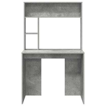 Desk with Shelf Concrete Grey 91 x 50 x 149 cm Engineered Wood