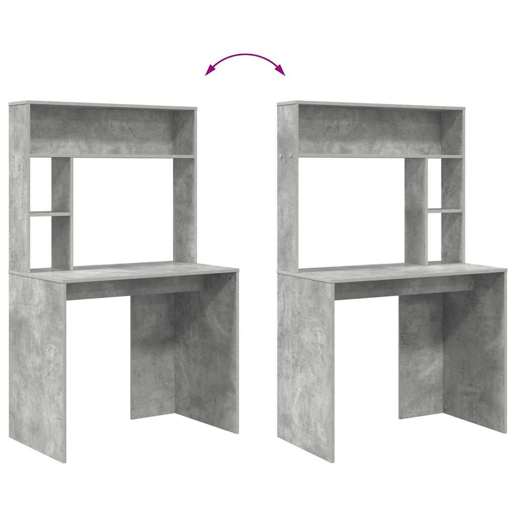 Desk with Shelf Concrete Grey 91 x 50 x 149 cm Engineered Wood