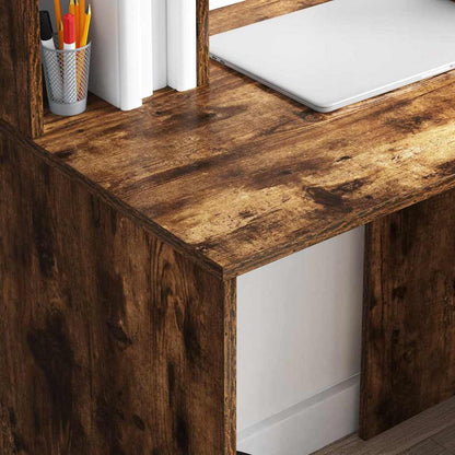Desk with Shelf Smoked Oak 91 x 50 x 149 cm Engineered Wood