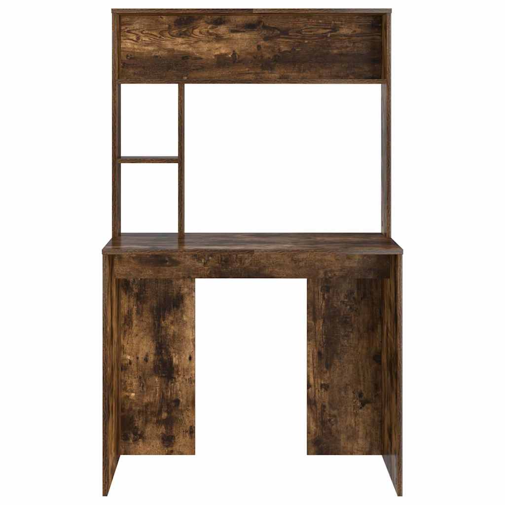 Desk with Shelf Smoked Oak 91 x 50 x 149 cm Engineered Wood