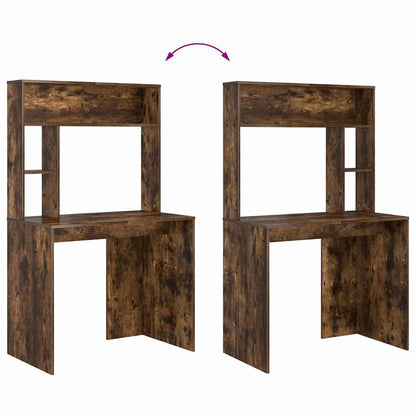 Desk with Shelf Smoked Oak 91 x 50 x 149 cm Engineered Wood