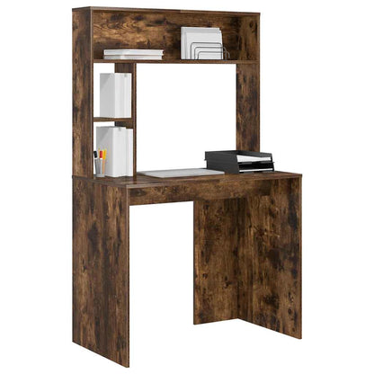 Desk with Shelf Smoked Oak 91 x 50 x 149 cm Engineered Wood