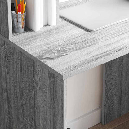Desk with Shelf Grey Sonoma 91 x 50 x 149 cm Engineered Wood