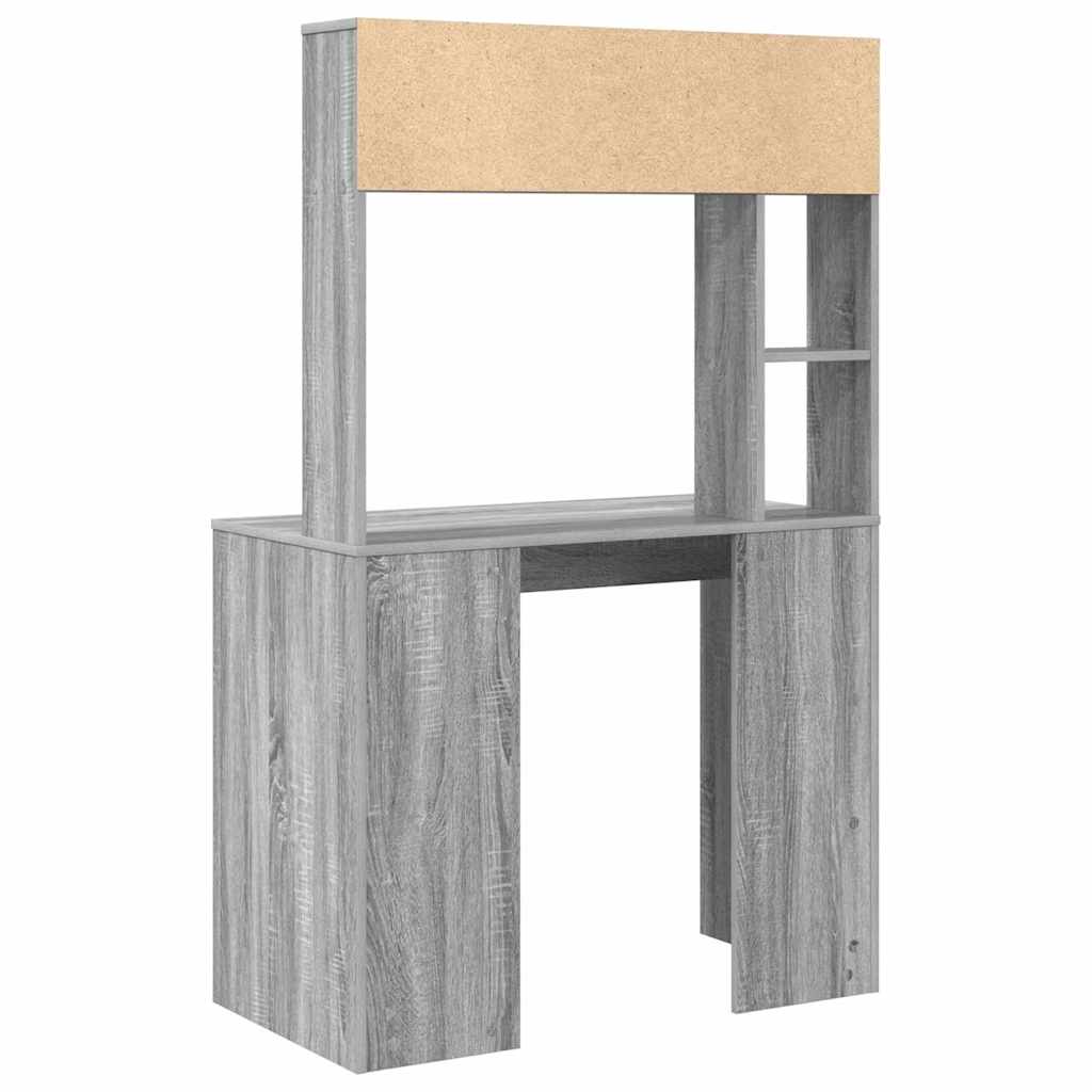 Desk with Shelf Grey Sonoma 91 x 50 x 149 cm Engineered Wood