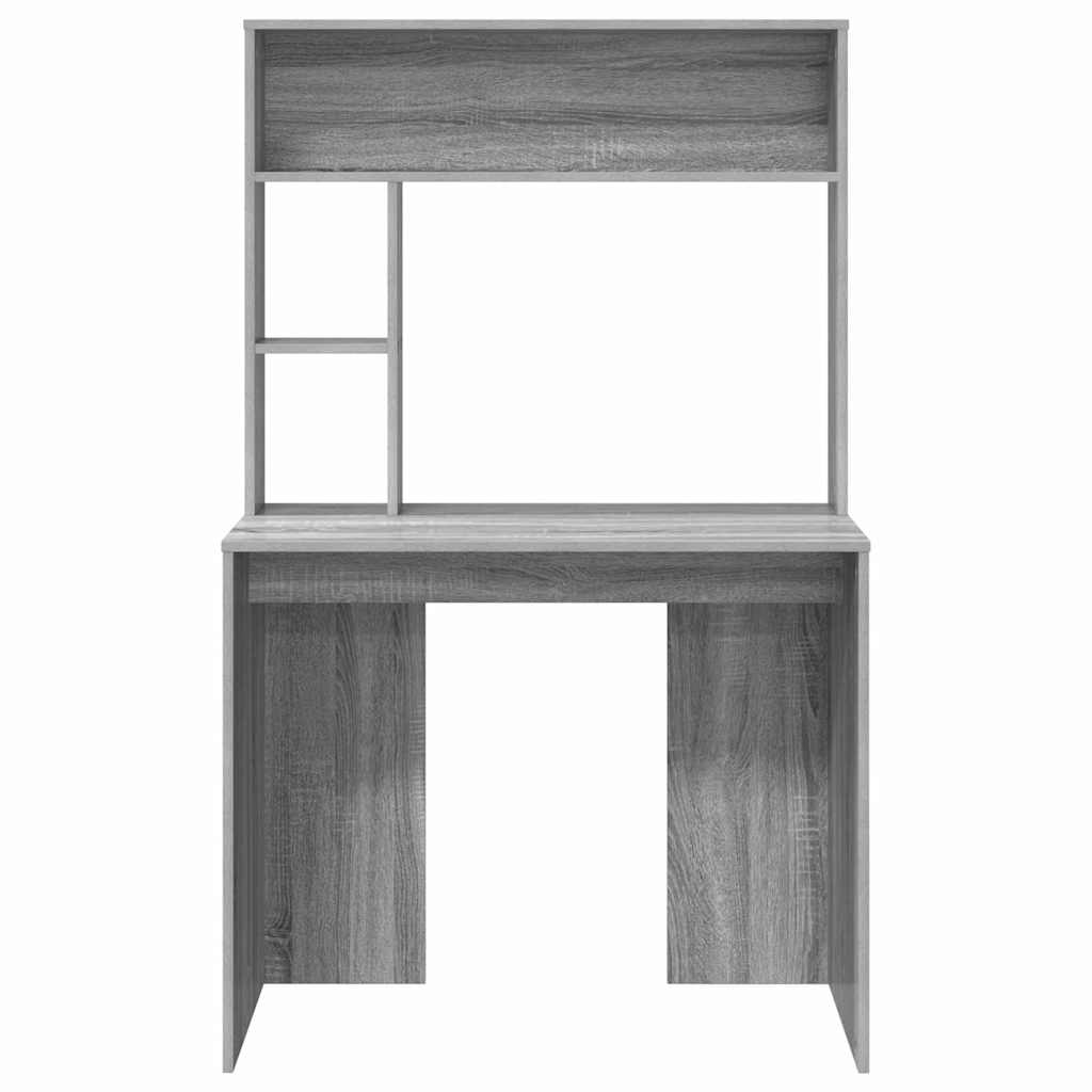 Desk with Shelf Grey Sonoma 91 x 50 x 149 cm Engineered Wood