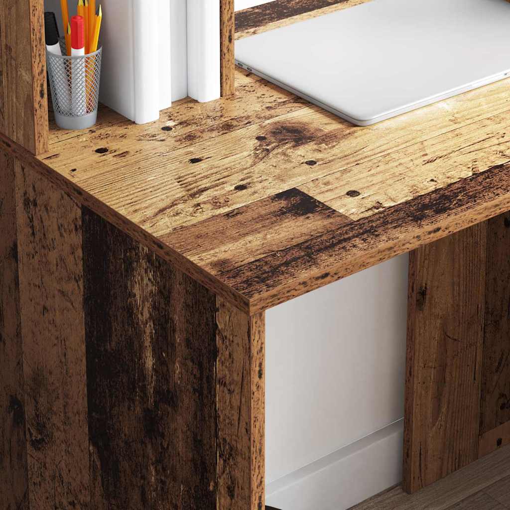 Desk with Shelf Old Wood 91 x 50 x 149 cm Engineered Wood