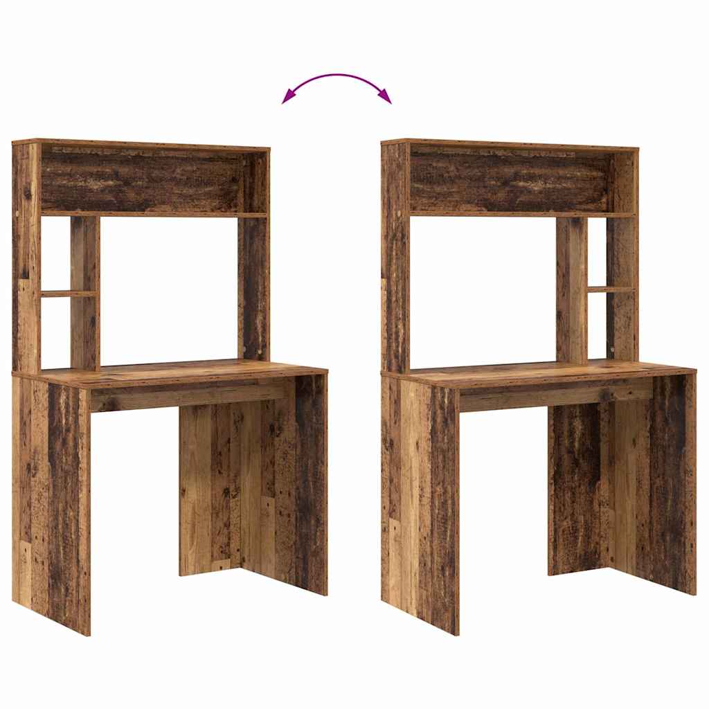 Desk with Shelf Old Wood 91 x 50 x 149 cm Engineered Wood