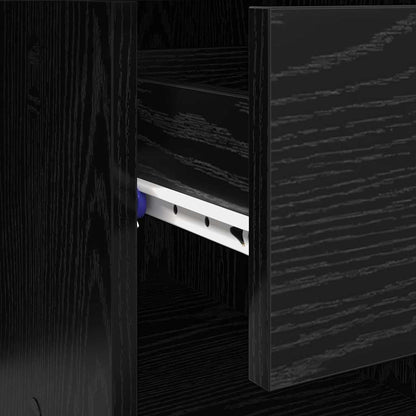 Desk with Drawer Black Oak 90 x 49 x 75 cm Engineered Wood