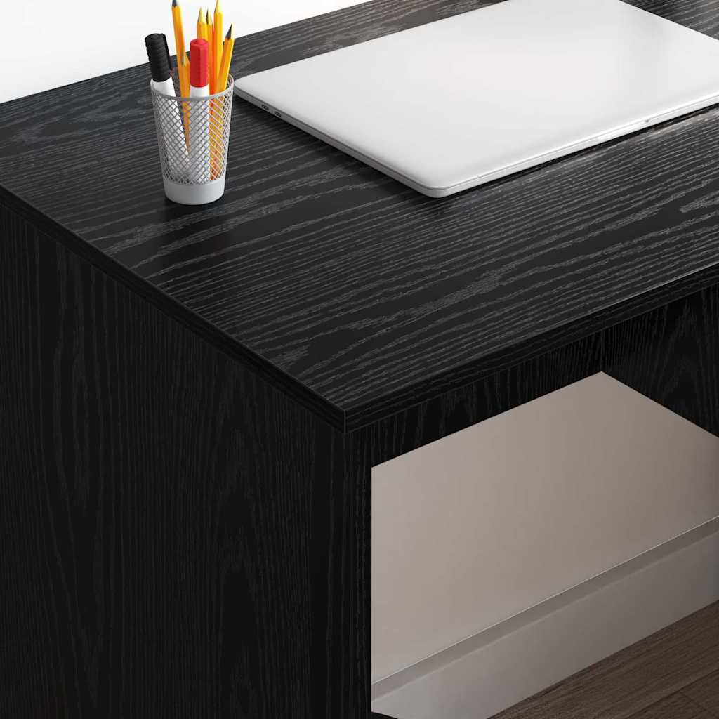 Desk with Drawer Black Oak 90 x 49 x 75 cm Engineered Wood