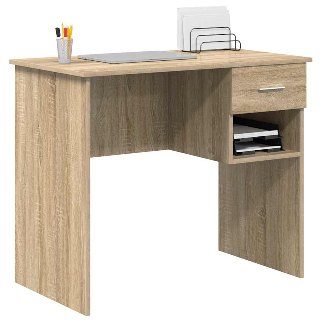 Desk with Drawer Sonoma Oak 90 x 49 x 75 cm Engineered Wood