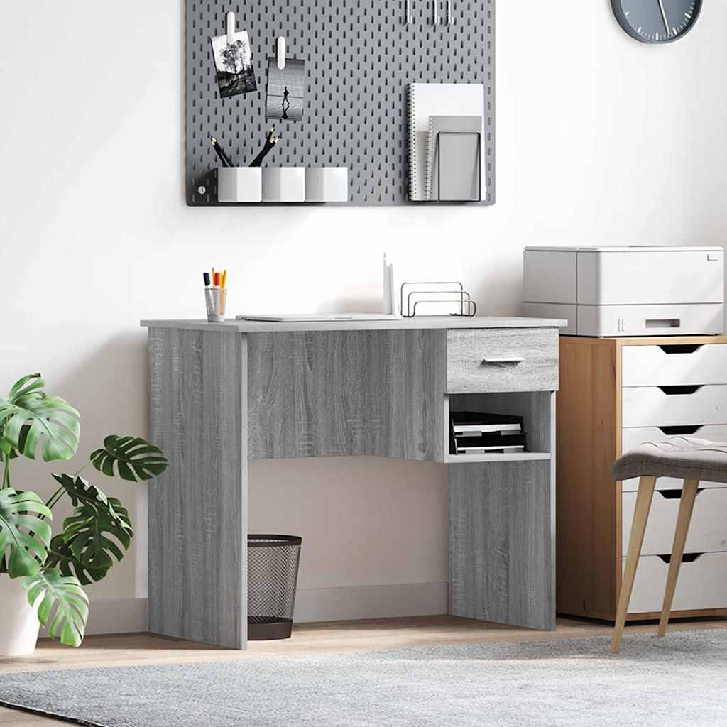 Desk with Drawer Grey Sonoma 90 x 49 x 75 cm Engineered Wood