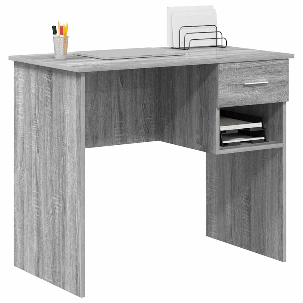 Desk with Drawer Grey Sonoma 90 x 49 x 75 cm Engineered Wood