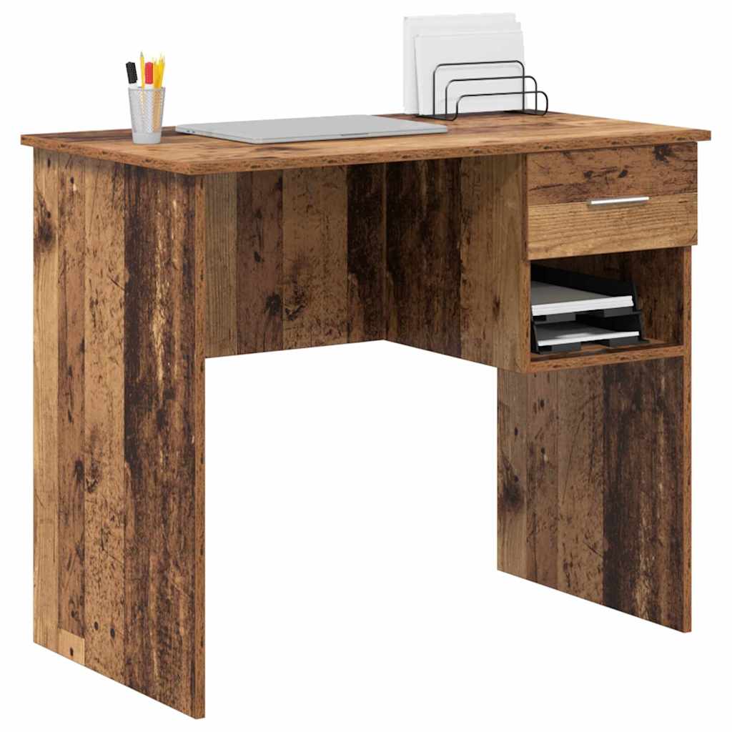 Desk with Drawer Old Wood 90 x 49 x 75 cm Engineered Wood