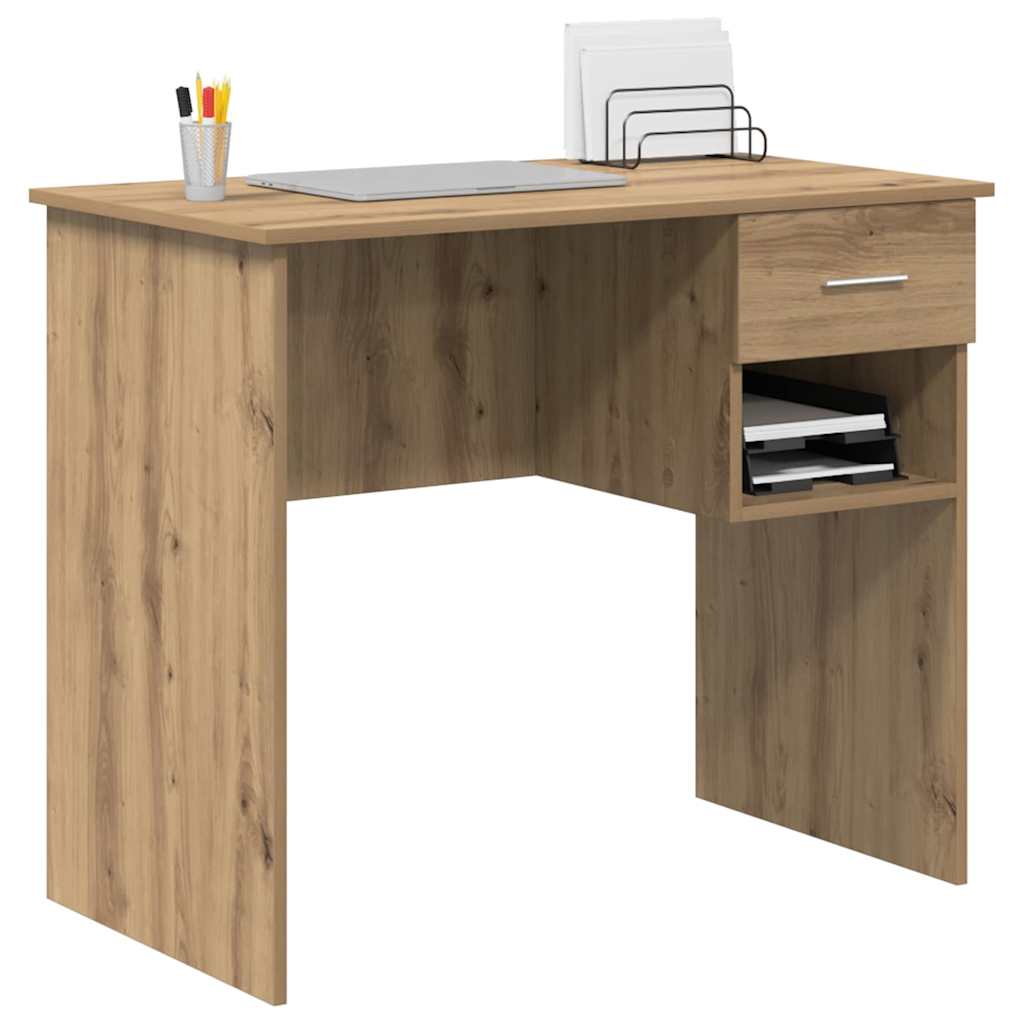 Desk with Drawer Artisan Oak 90 x 49 x 75 cm Engineered Wood