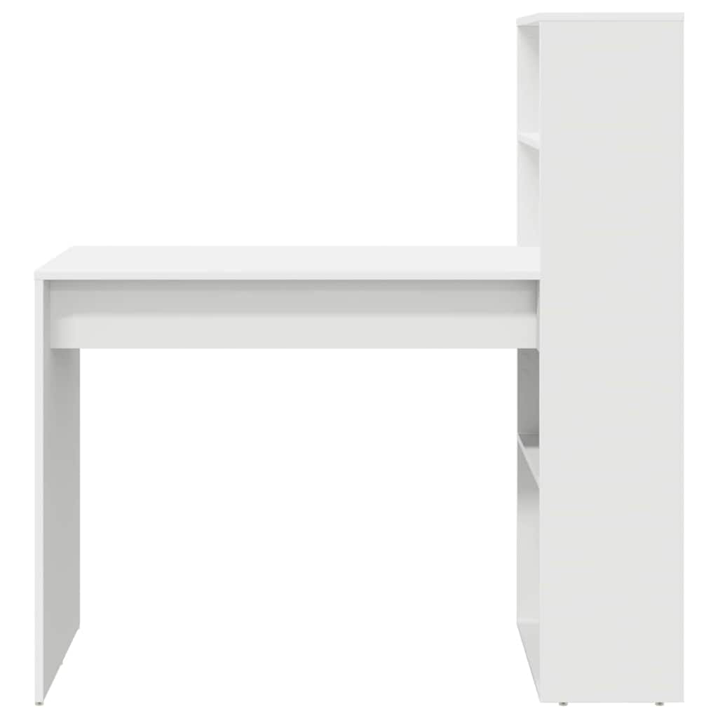 Desk with Shelf White 113 x 54 x 120 cm Engineered Wood