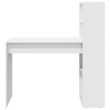 Desk with Shelf White 113 x 54 x 120 cm Engineered Wood