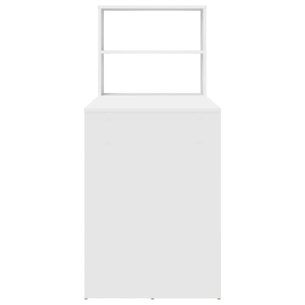 Desk with Shelf White 113 x 54 x 120 cm Engineered Wood