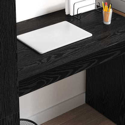 Desk with Shelf Black Oak 113 x 54 x 120 cm Engineered Wood