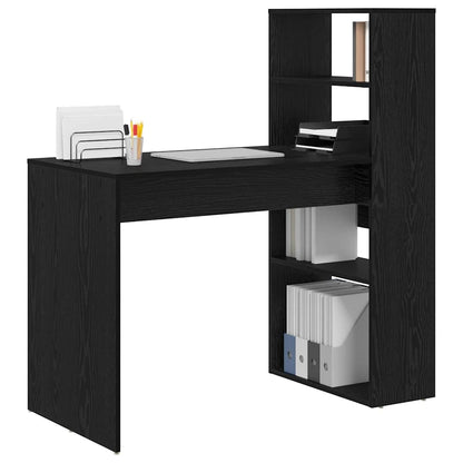 Desk with Shelf Black Oak 113 x 54 x 120 cm Engineered Wood
