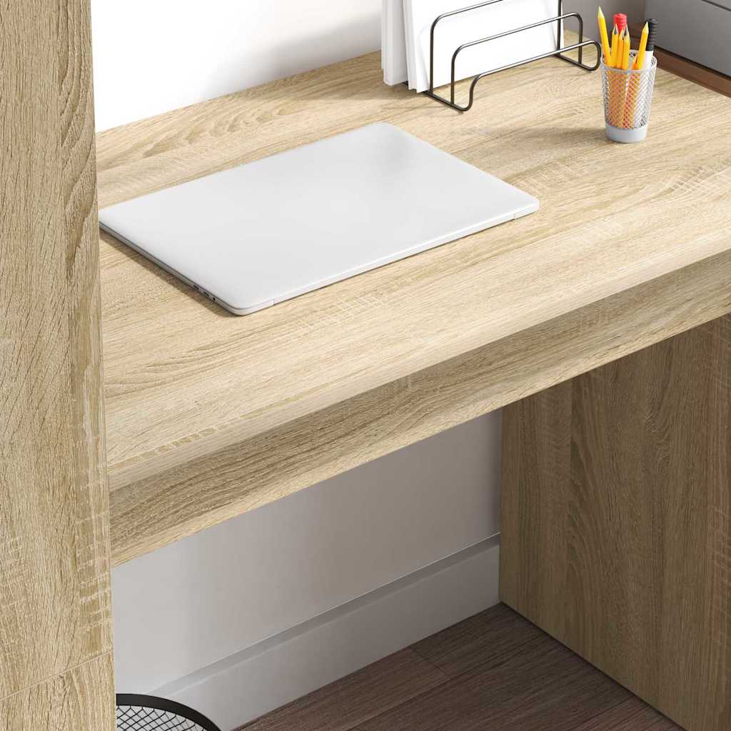 Desk with Shelf Sonoma Oak 113 x 54 x 120 cm Engineered Wood