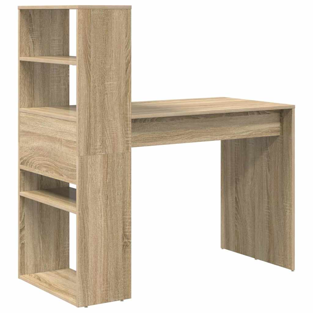 Desk with Shelf Sonoma Oak 113 x 54 x 120 cm Engineered Wood
