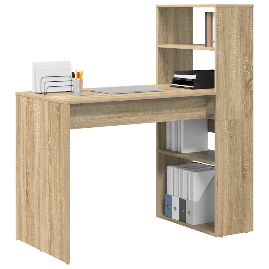 Desk with Shelf Sonoma Oak 113 x 54 x 120 cm Engineered Wood