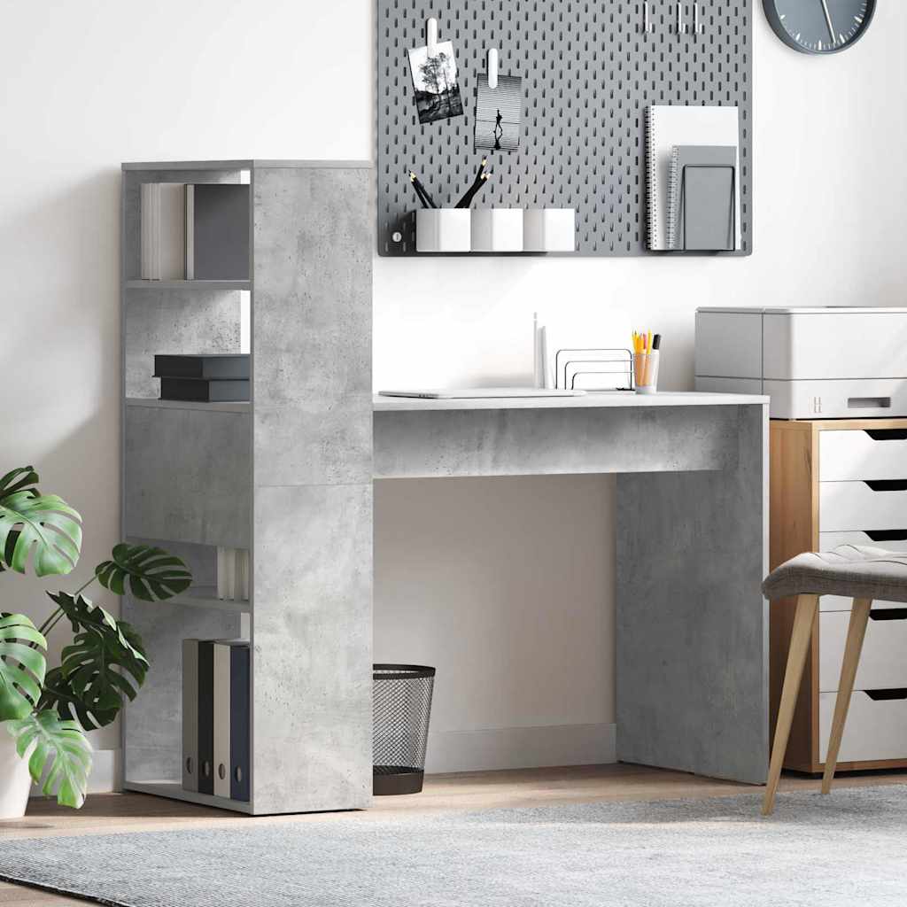 Desk with Shelf Concrete Grey 113 x 54 x 120 cm Engineered Wood