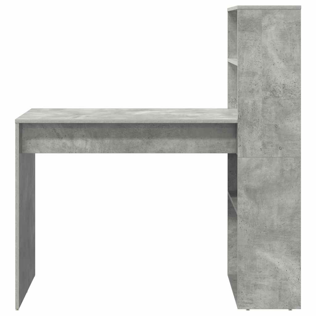 Desk with Shelf Concrete Grey 113 x 54 x 120 cm Engineered Wood