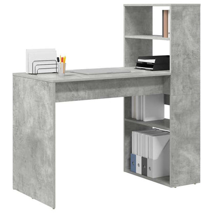 Desk with Shelf Concrete Grey 113 x 54 x 120 cm Engineered Wood