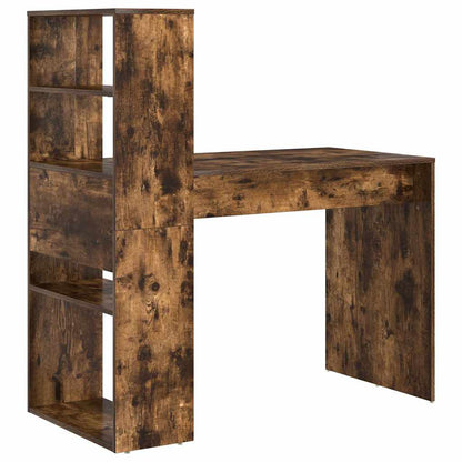 Desk with Shelf Smoked Oak 113 x 54 x 120 cm Engineered Wood