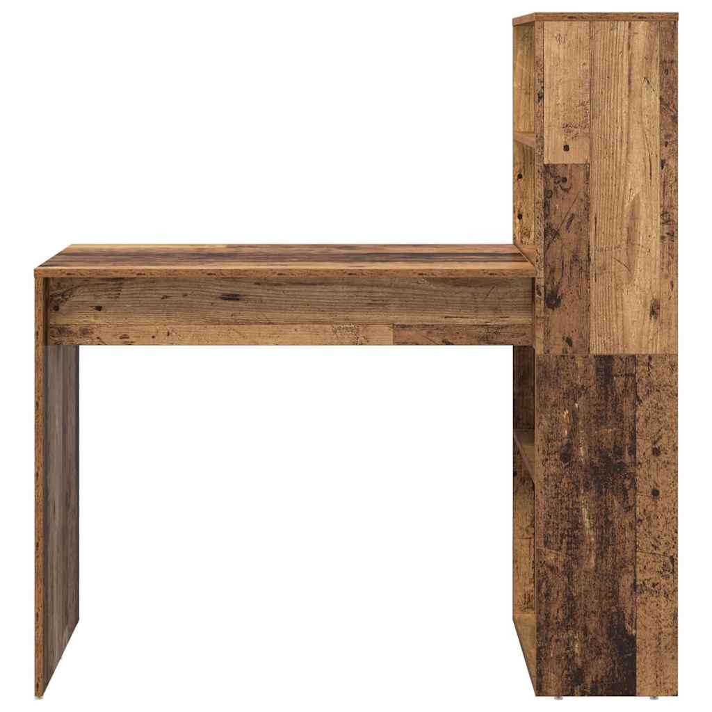 Desk with Shelf Old Wood 113 x 54 x 120 cm Engineered Wood