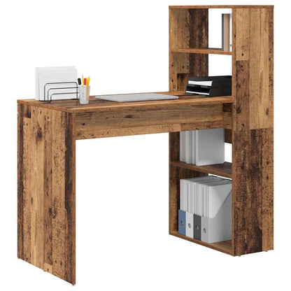 Desk with Shelf Old Wood 113 x 54 x 120 cm Engineered Wood