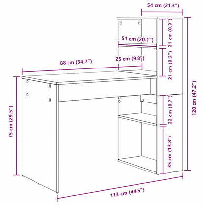 Desk with Shelf Old Wood 113 x 54 x 120 cm Engineered Wood