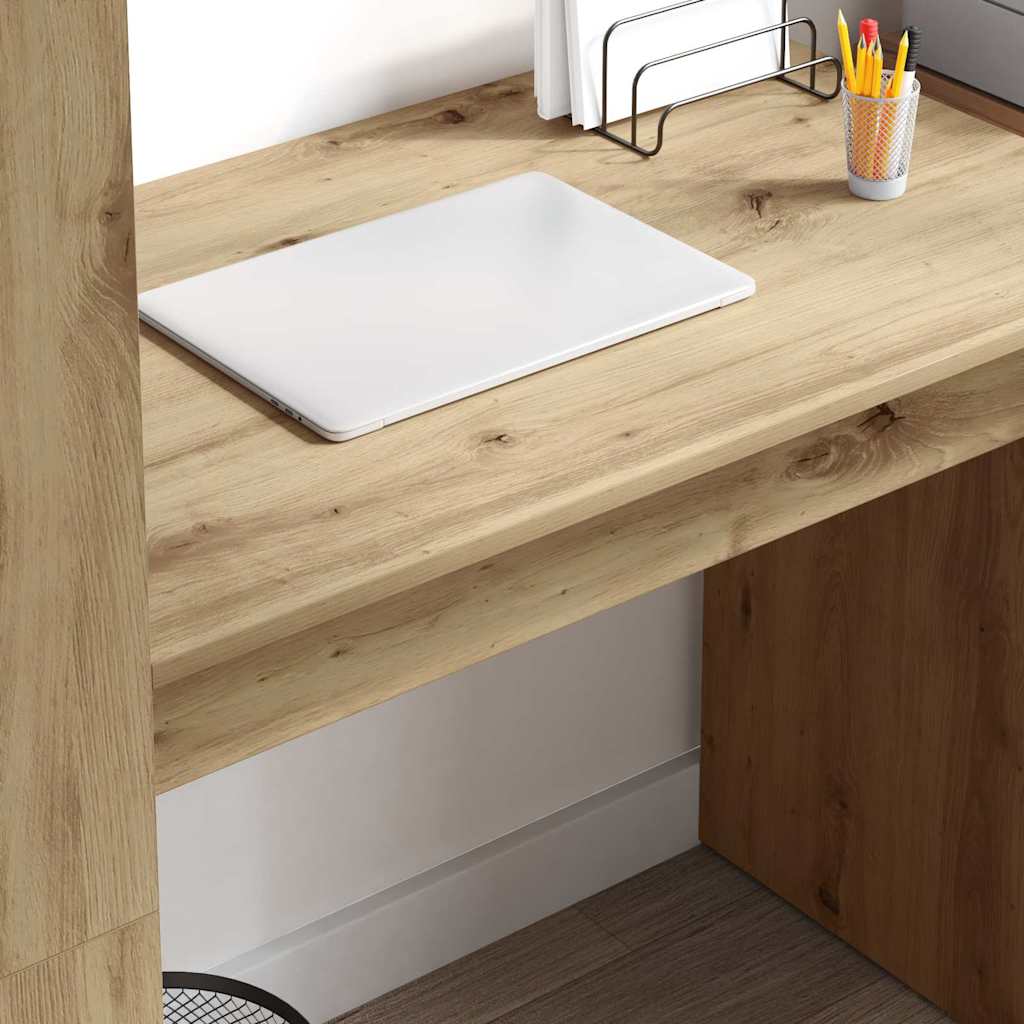 Desk with Shelf Artisan Oak 113 x 54 x 120 cm Engineered Wood