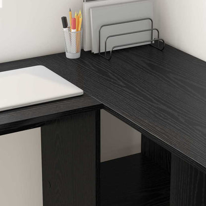 Desk with Shelf Black Oak 142 x 102 x 73 cm Engineered Wood