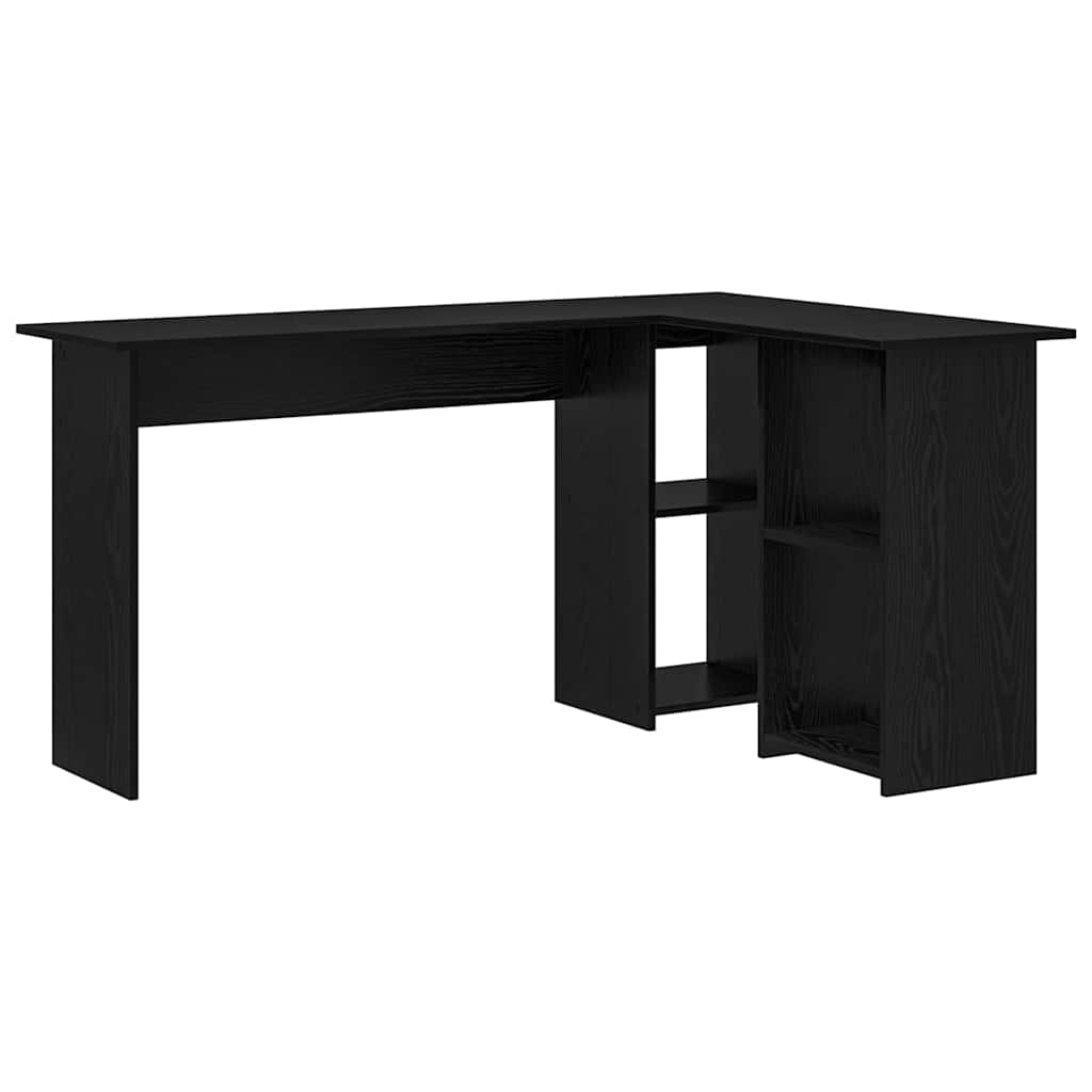 Desk with Shelf Black Oak 142 x 102 x 73 cm Engineered Wood