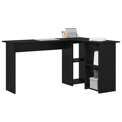 Desk with Shelf Black Oak 142 x 102 x 73 cm Engineered Wood