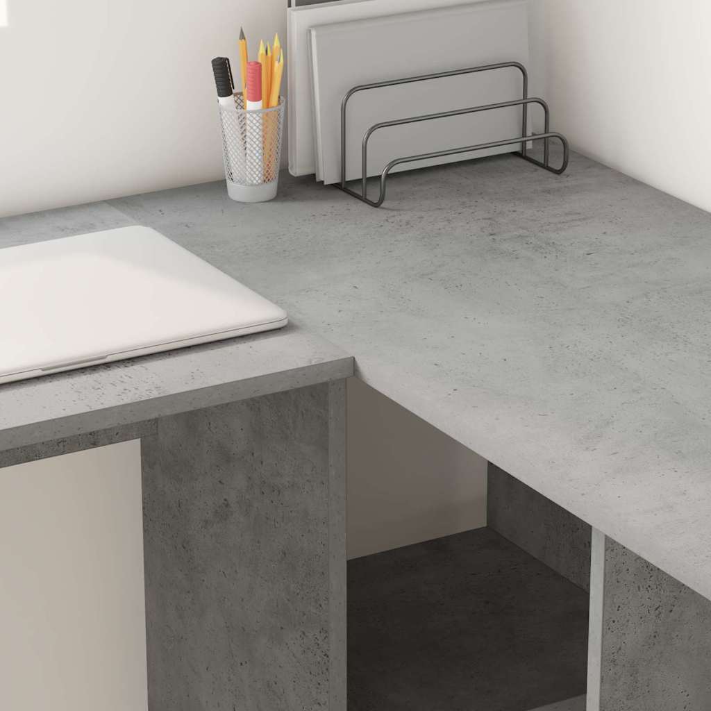 Desk with Shelf Concrete Grey 142 x 102 x 73 cm Engineered Wood