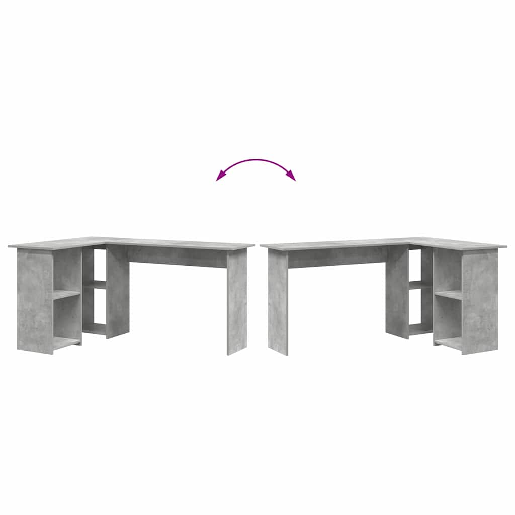 Desk with Shelf Concrete Grey 142 x 102 x 73 cm Engineered Wood