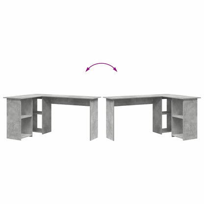 Desk with Shelf Concrete Grey 142 x 102 x 73 cm Engineered Wood