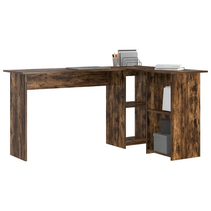 Desk with Shelf Smoked Oak 142 x 102 x 73 cm Engineered Wood