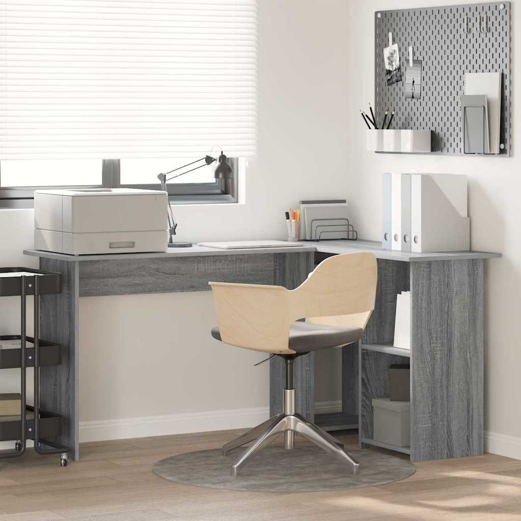 Desk with Shelf Grey Sonoma 142 x 102 x 73 cm Engineered Wood