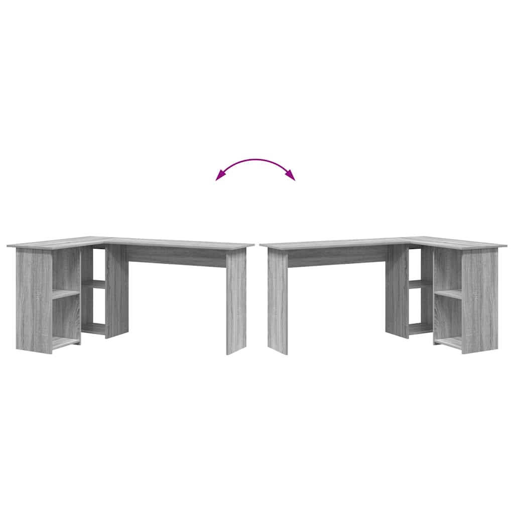 Desk with Shelf Grey Sonoma 142 x 102 x 73 cm Engineered Wood