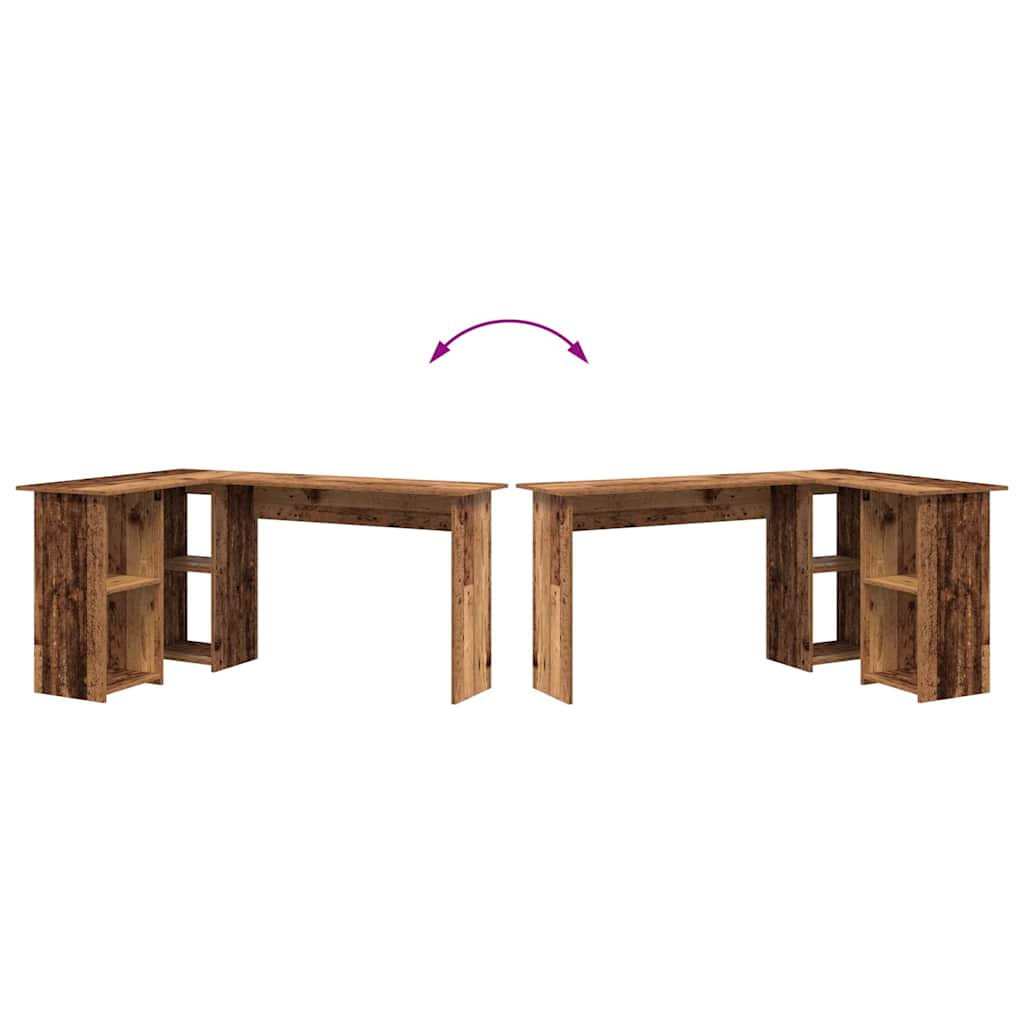 Desk with Shelf Old Wood 142 x 102 x 73 cm Engineered Wood